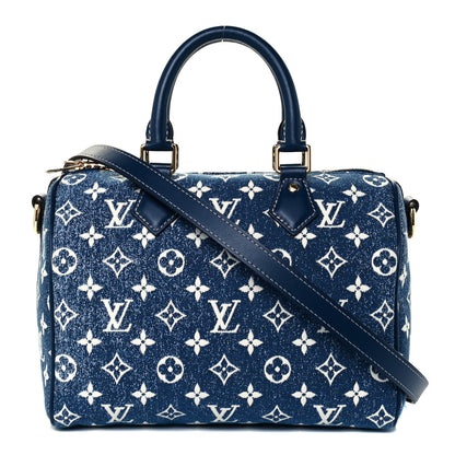 Louis Vuitton Monogram Jacquard Denim Speedy Bandouliere 25 Bleu 1 of 10