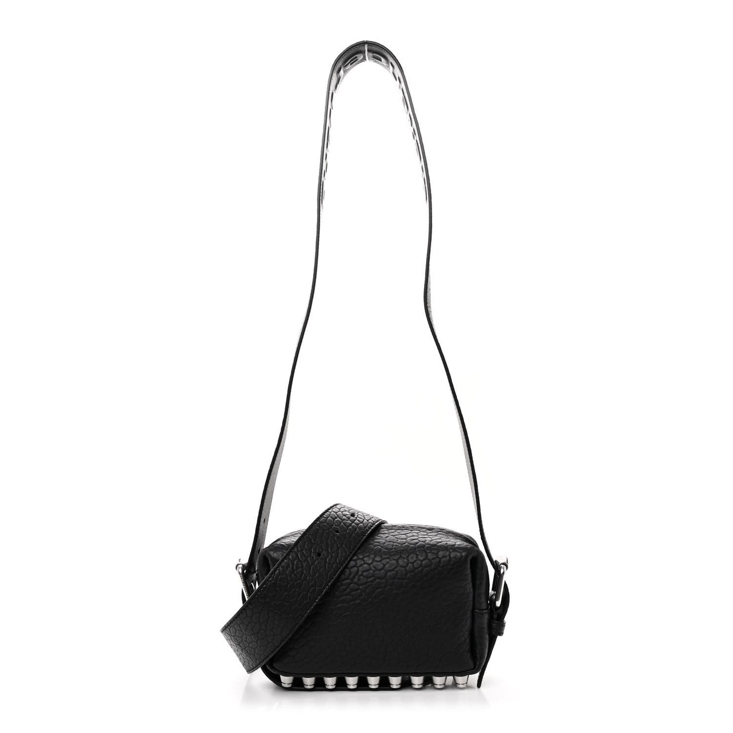 Pebbled Lambskin Small Ricco Shoulder Bag Black