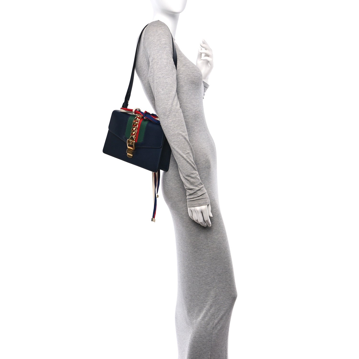 Gucci Calfskin Small Sylvie Shoulder Bag Blue Agata 2 of 13