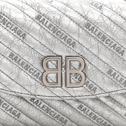 Balenciaga Metallic Arena Calfskin Logo Matelasse BB Chain Wallet Argent 13 of 13