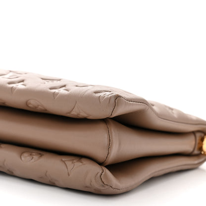Louis Vuitton Lambskin Embossed Monogram Coussin MM Taupe 9 of 11