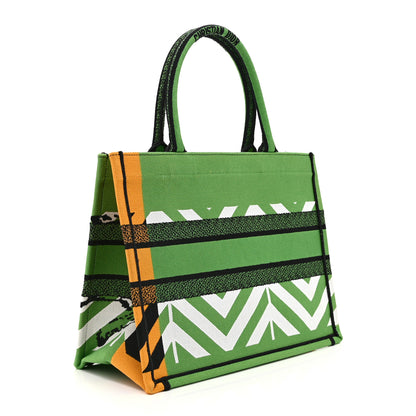 Christian Dior Canvas Embroidered Medium Jungle Pop Book Tote Green Multicolor 3 of 10