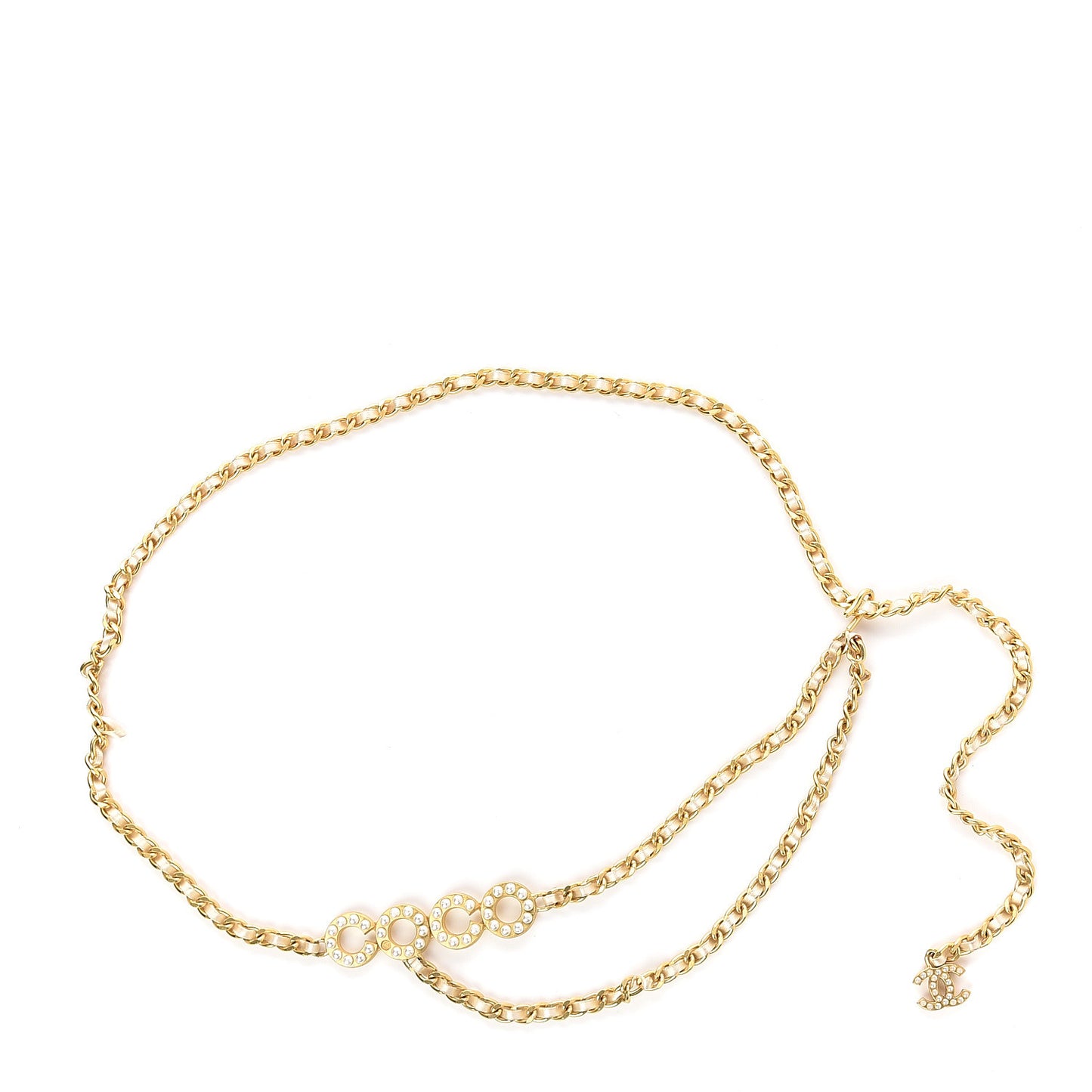 Pearl Chain Satin Coco Belt 90 Gold
