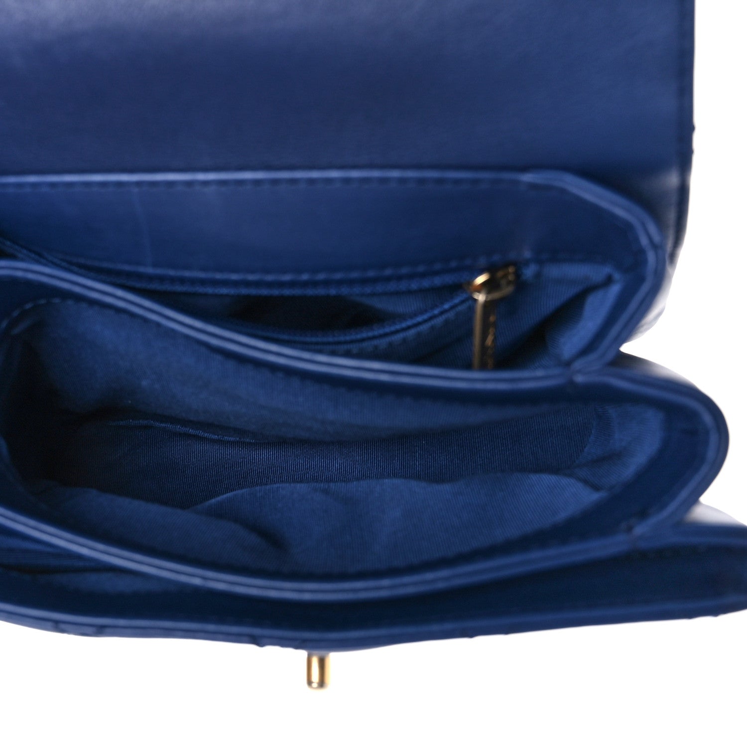 Chanel Calfskin Quilted Small Gold Top Handle Flap Blue 5 of 12