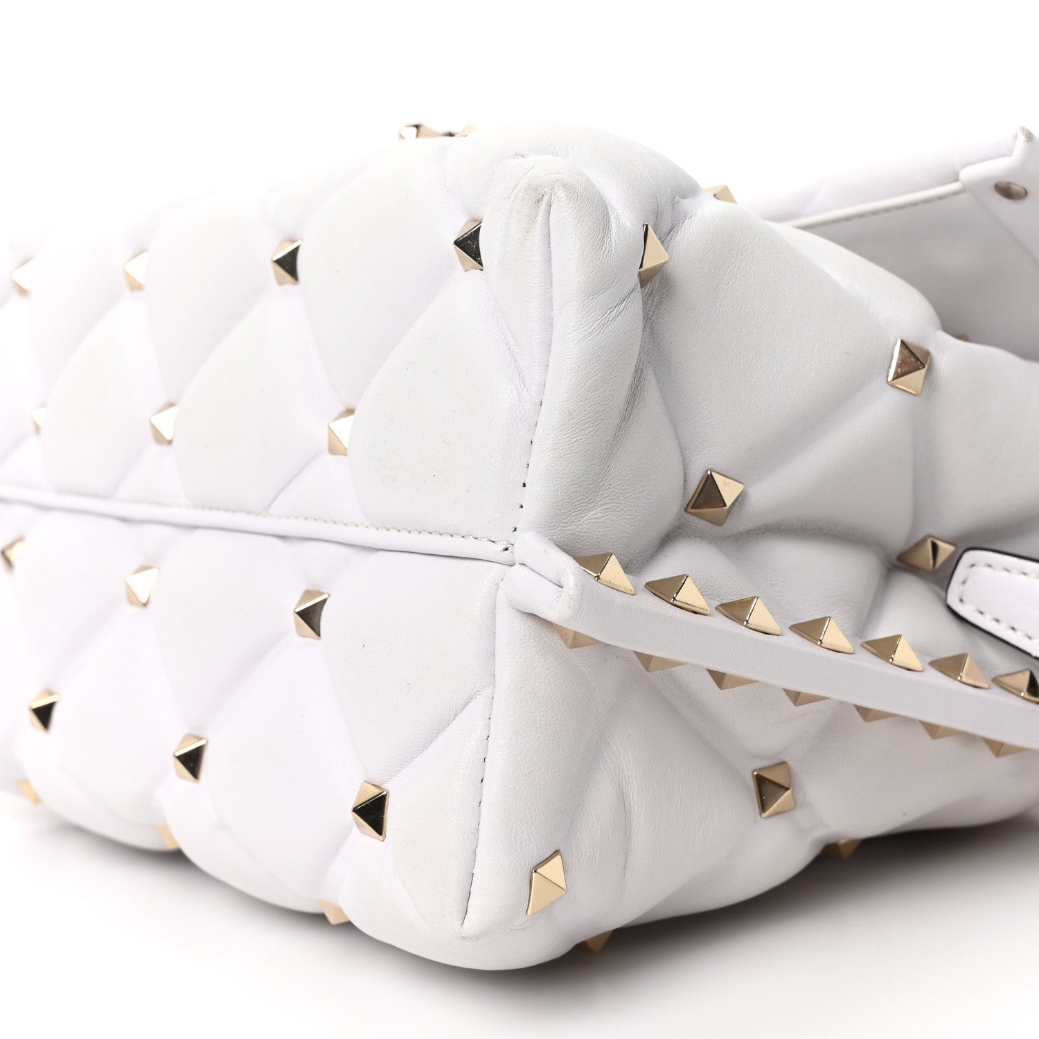 VALENTINO VLNT ハンドバッグ ホワイト/ブラック Valentino Garavani Lambskin VLTN Print Candystud Top Handle Bag