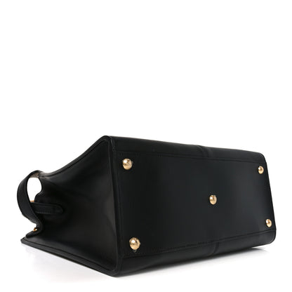 Fendi Vitello Seta Glazed Fabric FF 1974 Medium Peekaboo X-Lite Black Mogano Panna 4 of 9