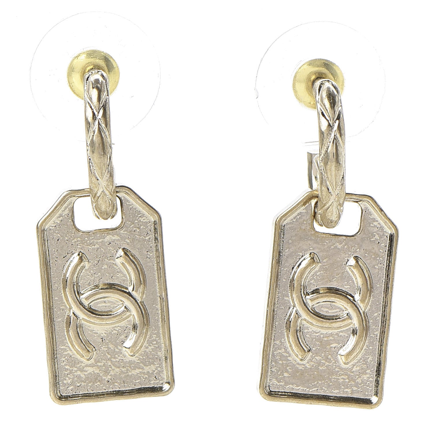 Chanel CC Tag Drop Earrings Gold 1 of 5