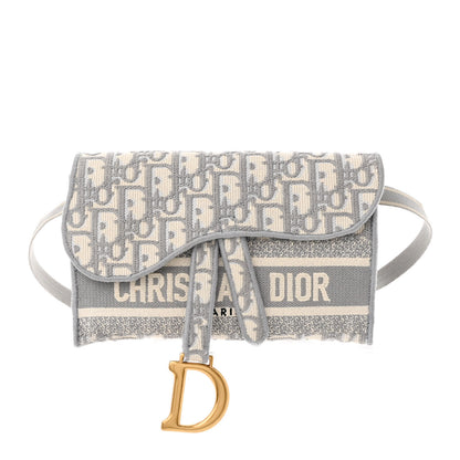 Christian Dior Oblique Slim Saddle Pouch Grey 1 of 14
