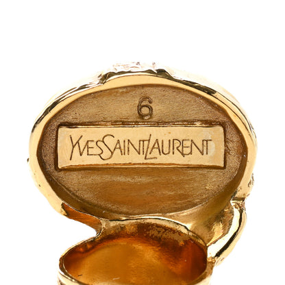 Saint Laurent Glass Cabochon Arty Ovale Ring 6 Gold Coral 4 of 5