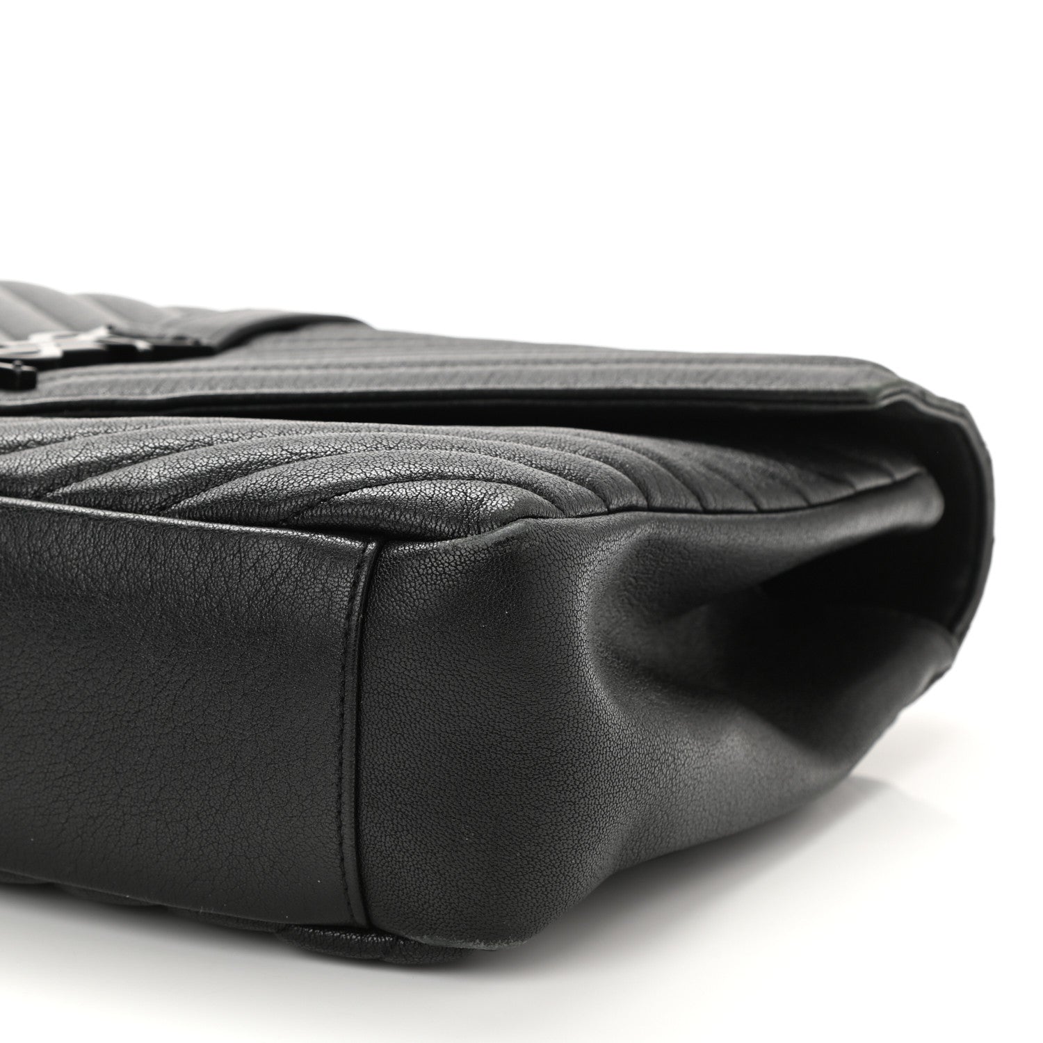 Saint Laurent Sheepskin Matelasse Chevron Monogram Monochrome Large College Satchel Black 10 of 13