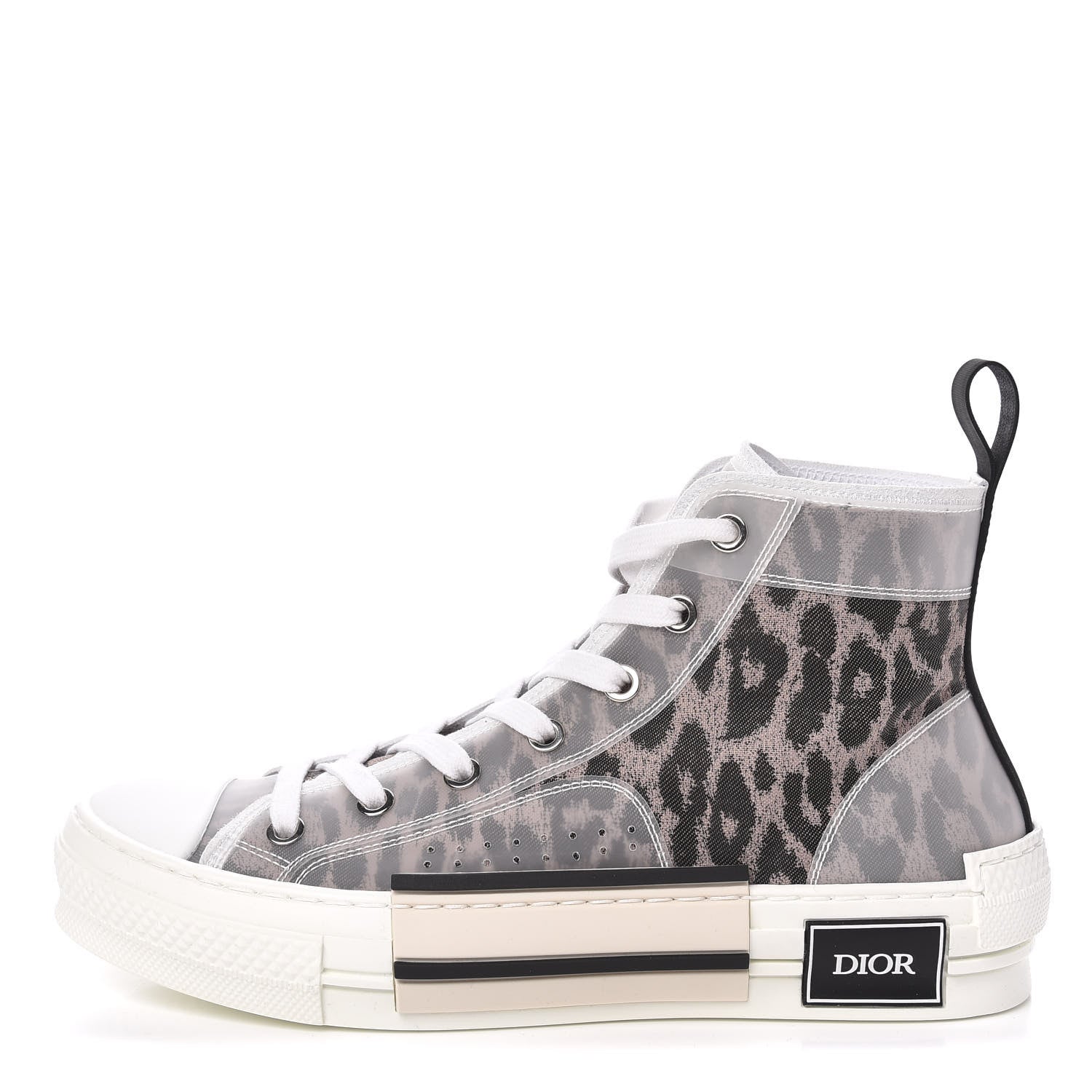 Christian Dior Canvas Leopard Print Womens B23 High Top Sneakers 38.5 White 1 of 9