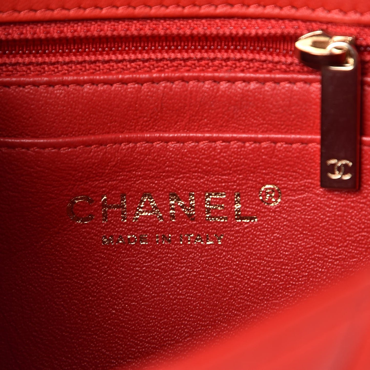 Lambskin Quilted Mini Rectangular Flap Red