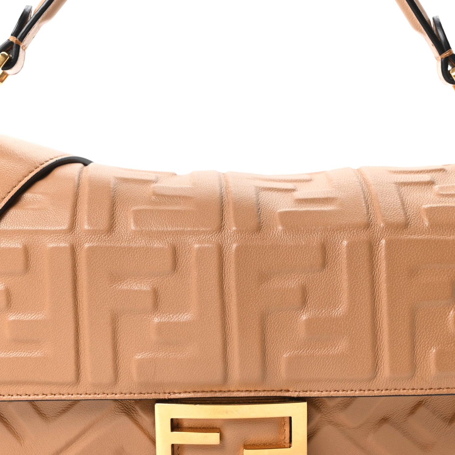 Fendi Nappa FF 1974 Embossed Baguette Miele Scuro 8 of 10
