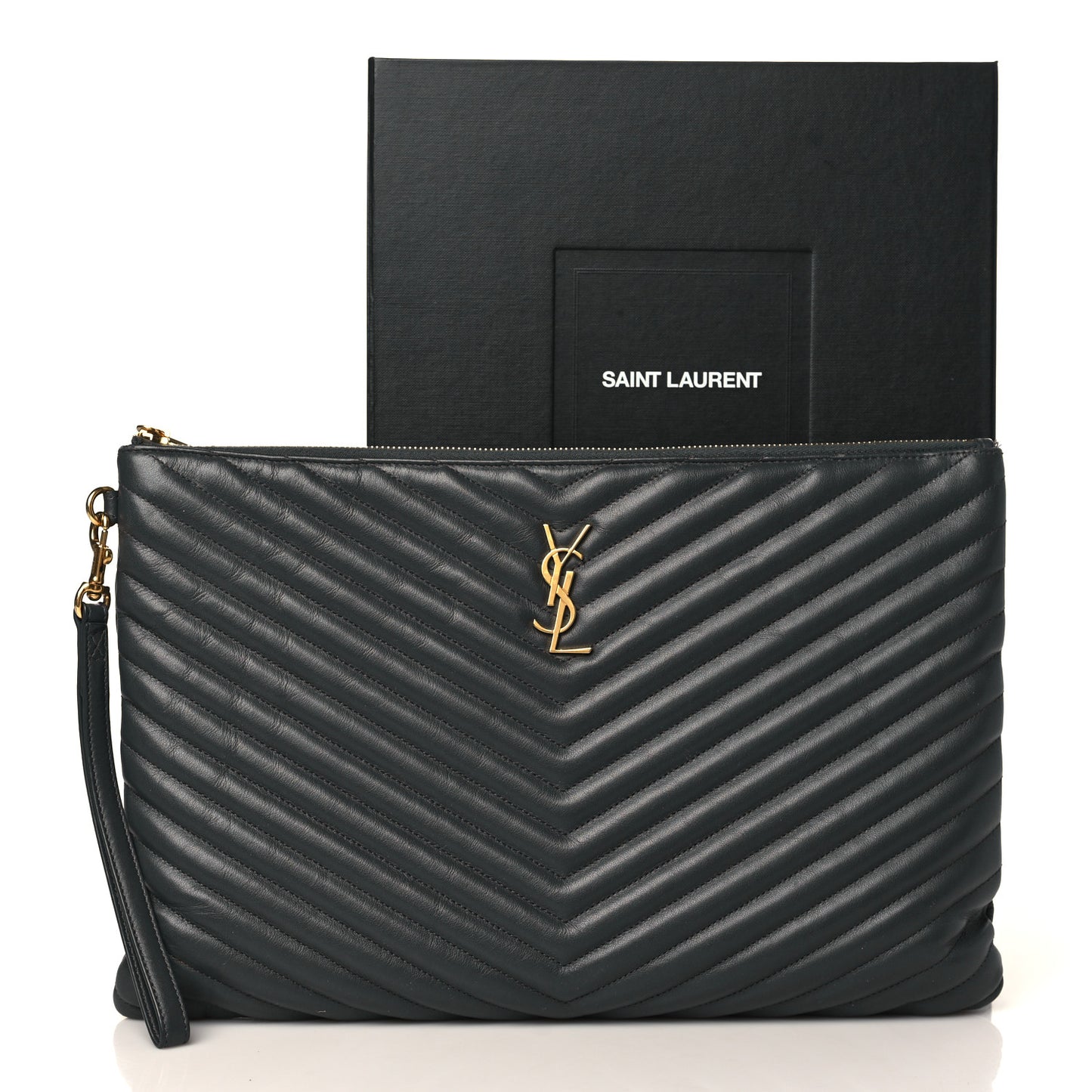 Calfskin Matelasse Chevron Cassandre Monogram Document Holder Coal