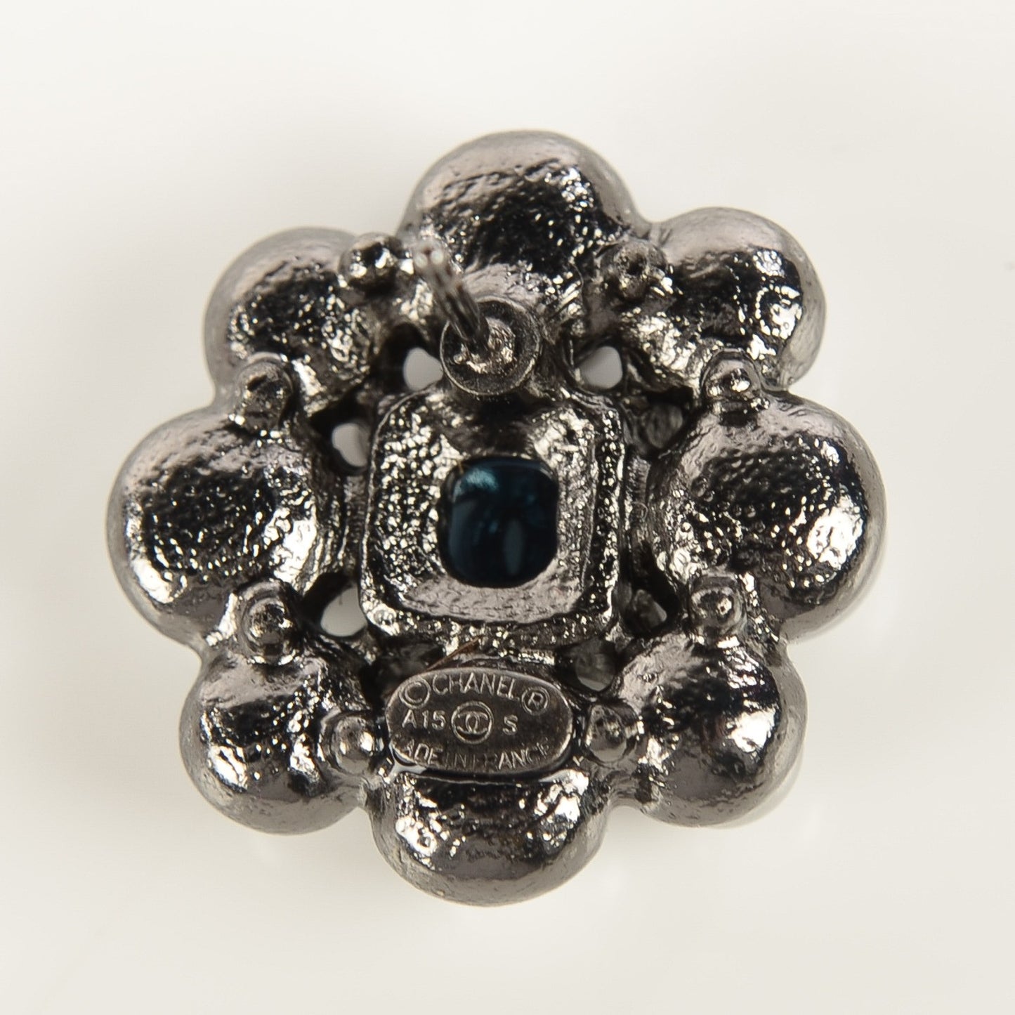Pearl Crystal CC Earrings Ruthenium