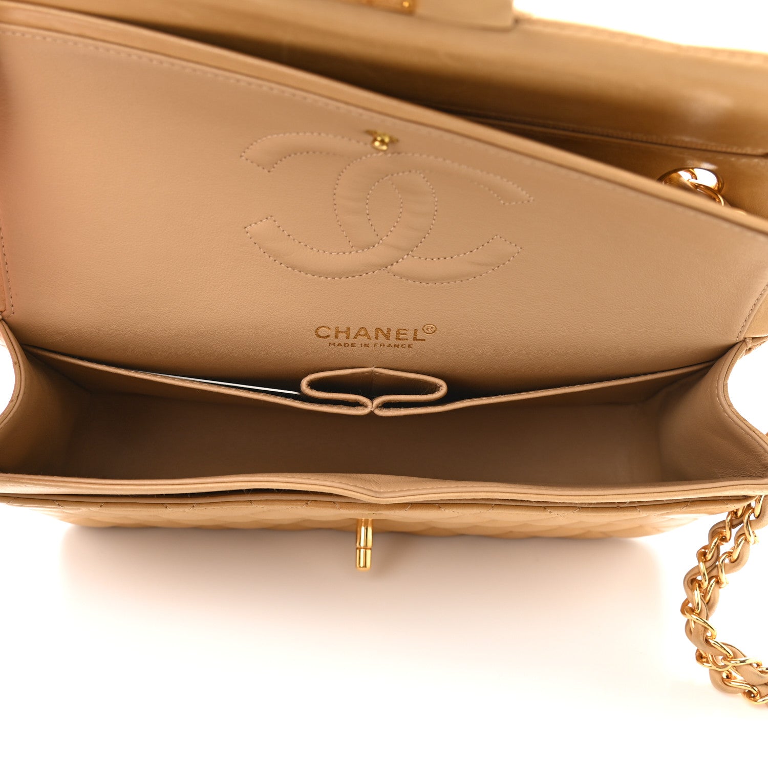 Chanel Lambskin Quilted Medium Double Flap Beige 5 of 17