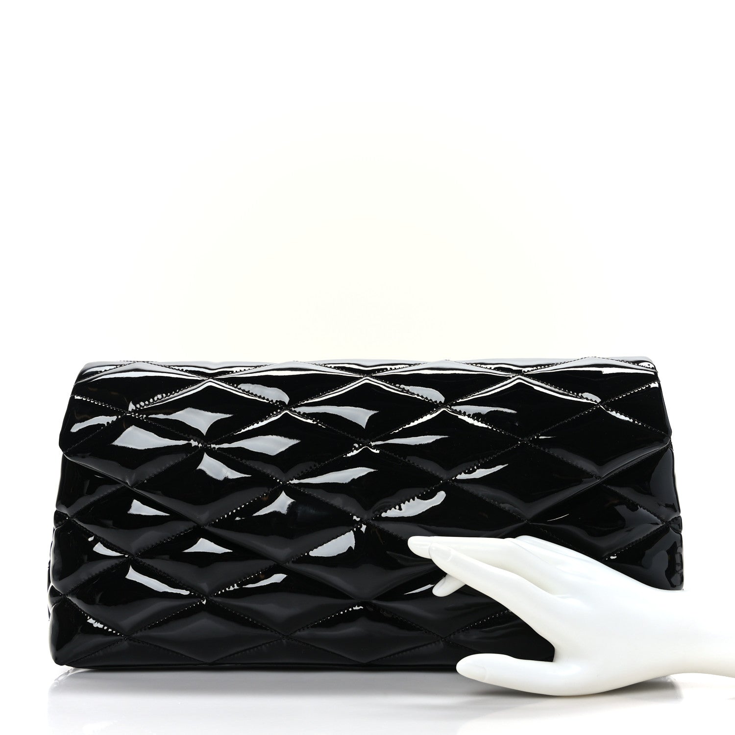 Saint Laurent Patent Quilted Sade Puffer Envelope Clutch Black 2 of 9