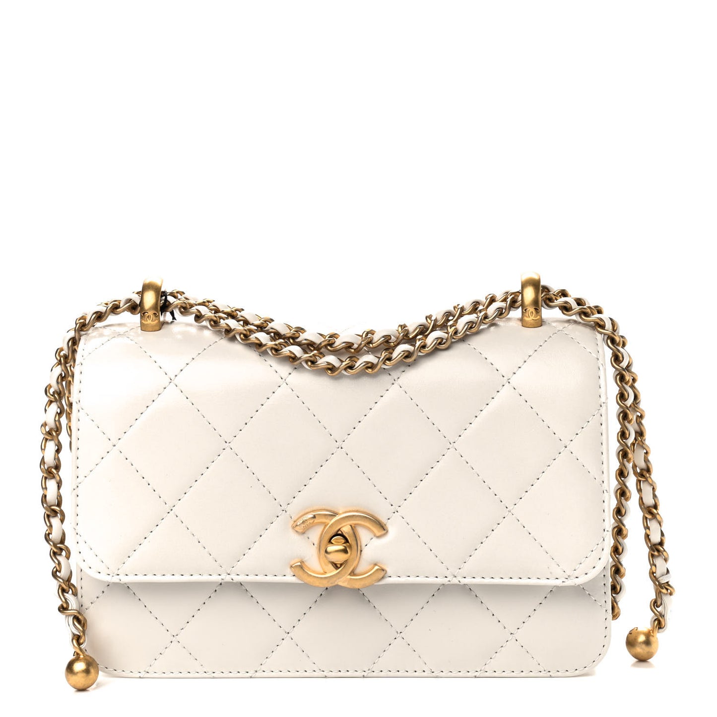 Calfskin Quilted Mini Perfect Fit Flap White