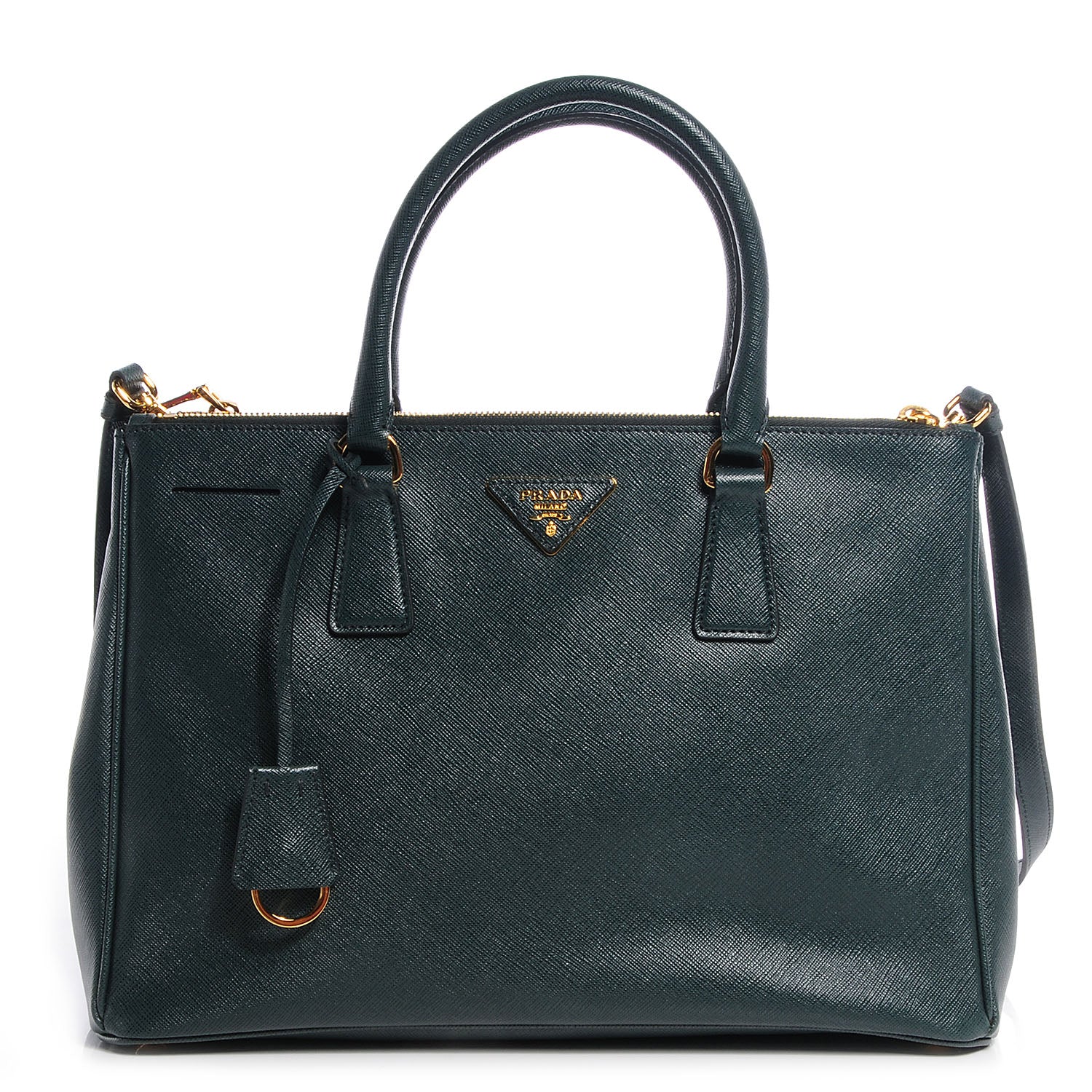 Prada Saffiano Lux Double Zip Medium Tote Smeraldo 1 of 9