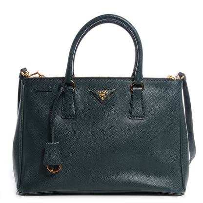 Prada Saffiano Lux Double Zip Medium Tote Smeraldo 1 of 9