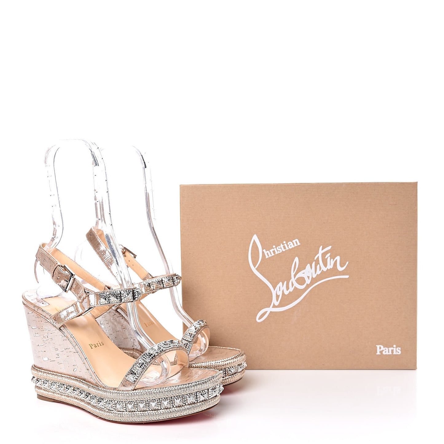 Cork Studded Pyradiams 110 Platform Sandals 40 Silver