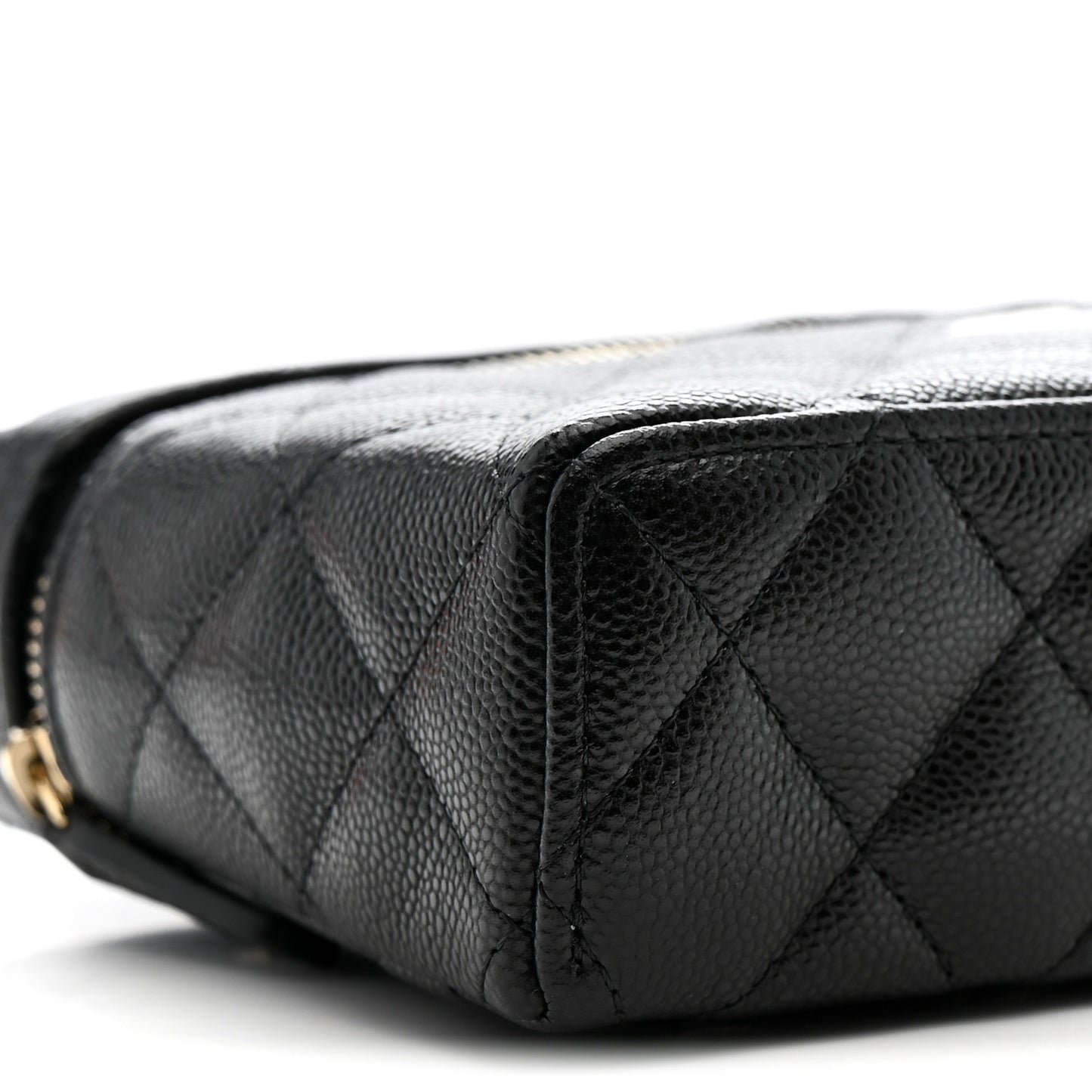 Caviar Quilted Top Handle Slim Vanity With Chain Black