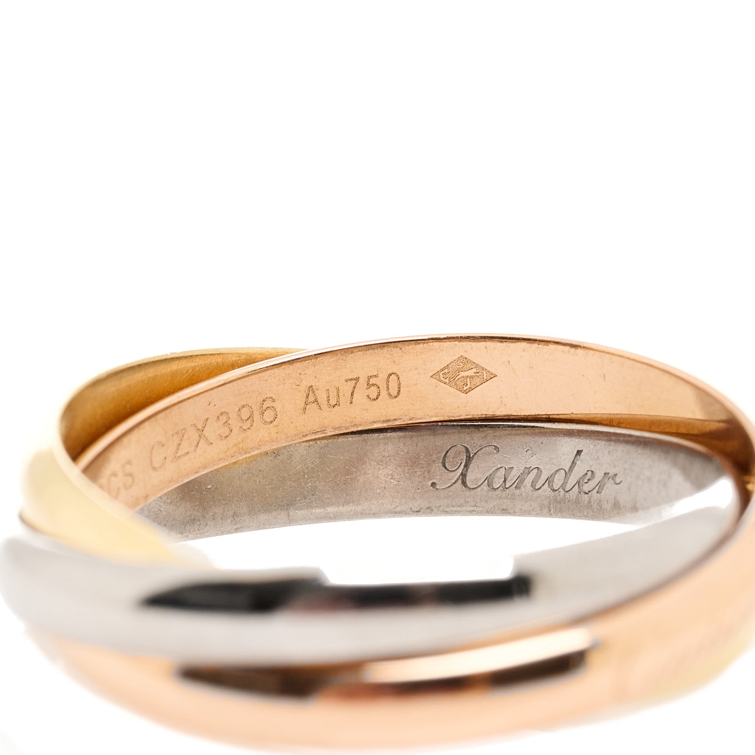 Cartier 18K Pink Yellow White Gold Small Trinity Ring 58 8.25 9 of 9