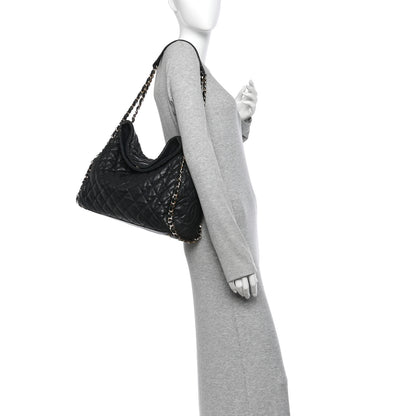 Chanel Calfskin Quilted Large Chain Me Hobo Black 2 of 13