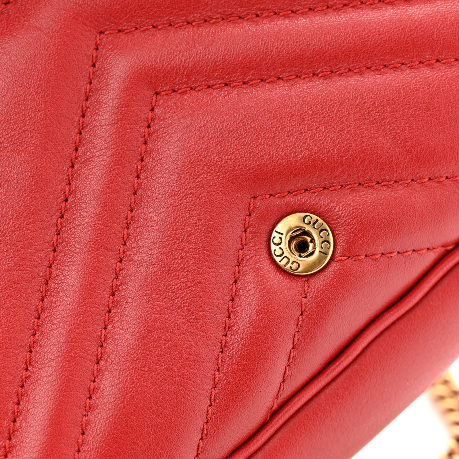 Gucci Calfskin Matelasse Super Mini GG Marmont Shoulder Bag Hibiscus Red 11 of 11