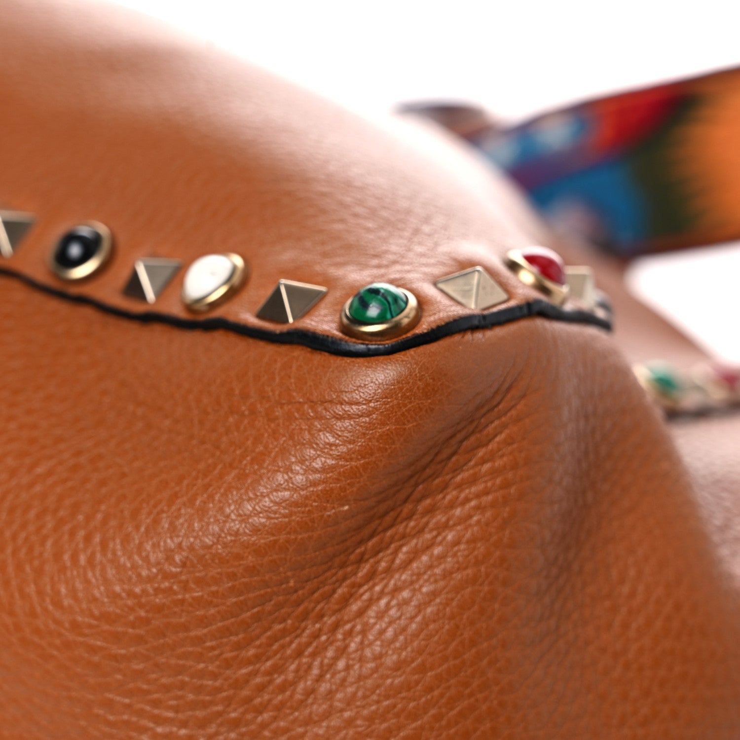 Valentino Garavani Stampa Alce Calfskin Medium Guitar Strap Rockstud Rolling Reversible Tote Light Cuir Rubin 9 of 29