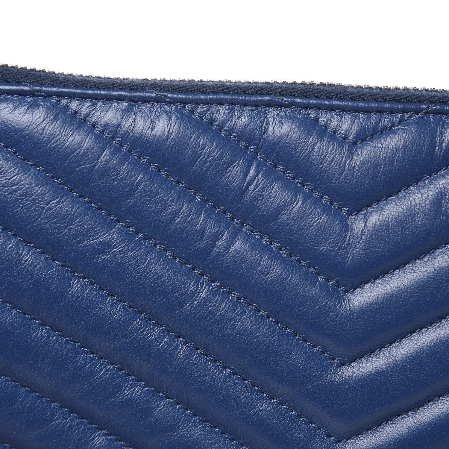 Saint Laurent Calfskin Matelasse Chevron Monogram A5 Wristlet Medium Blue 8 of 9