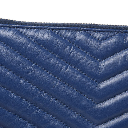 Saint Laurent Calfskin Matelasse Chevron Monogram A5 Wristlet Medium Blue 8 of 9
