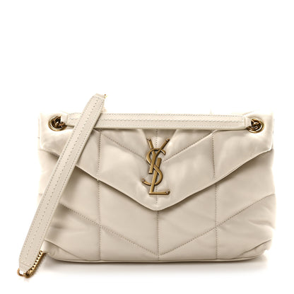 Saint Laurent Lambskin Quilted Small Loulou Puffer Monogram Chain Satchel Crema Soft 1 of 11