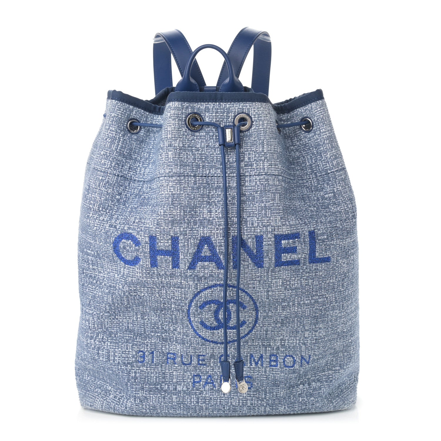 Chanel Canvas Large Deauville Backpack Blue 1 of 10