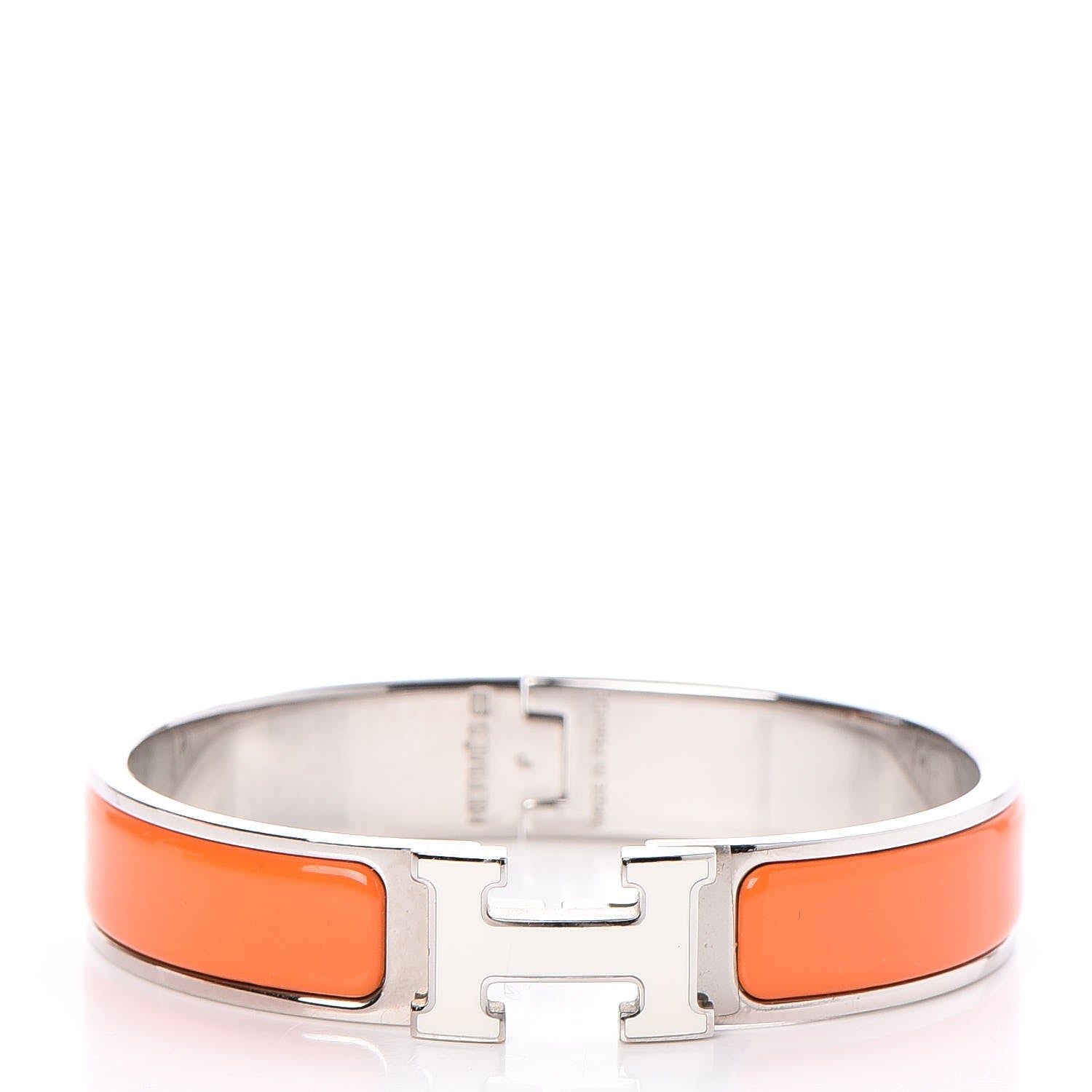Hermes Enamel Clic Clac H Bracelet PM Orange Blanc 1 of 6