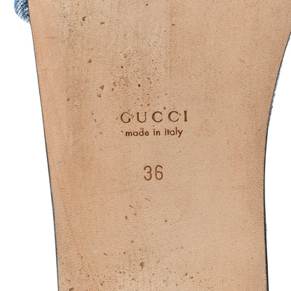 Gucci New Denim GG Monogram Horsebit Flat Slide Sandals 36 Blue 8 of 10