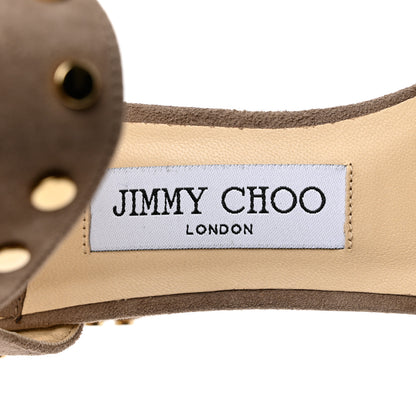 Jimmy Choo Suede Veto Studded Sandals 37.5 Light Mocha 6 of 8