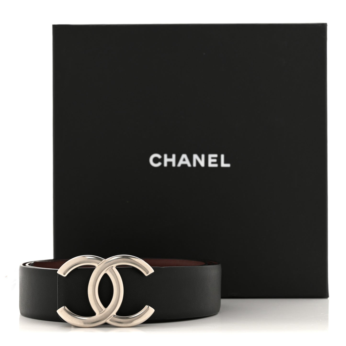 Calfskin CC Reversible Belt 85 34 Black Burgundy