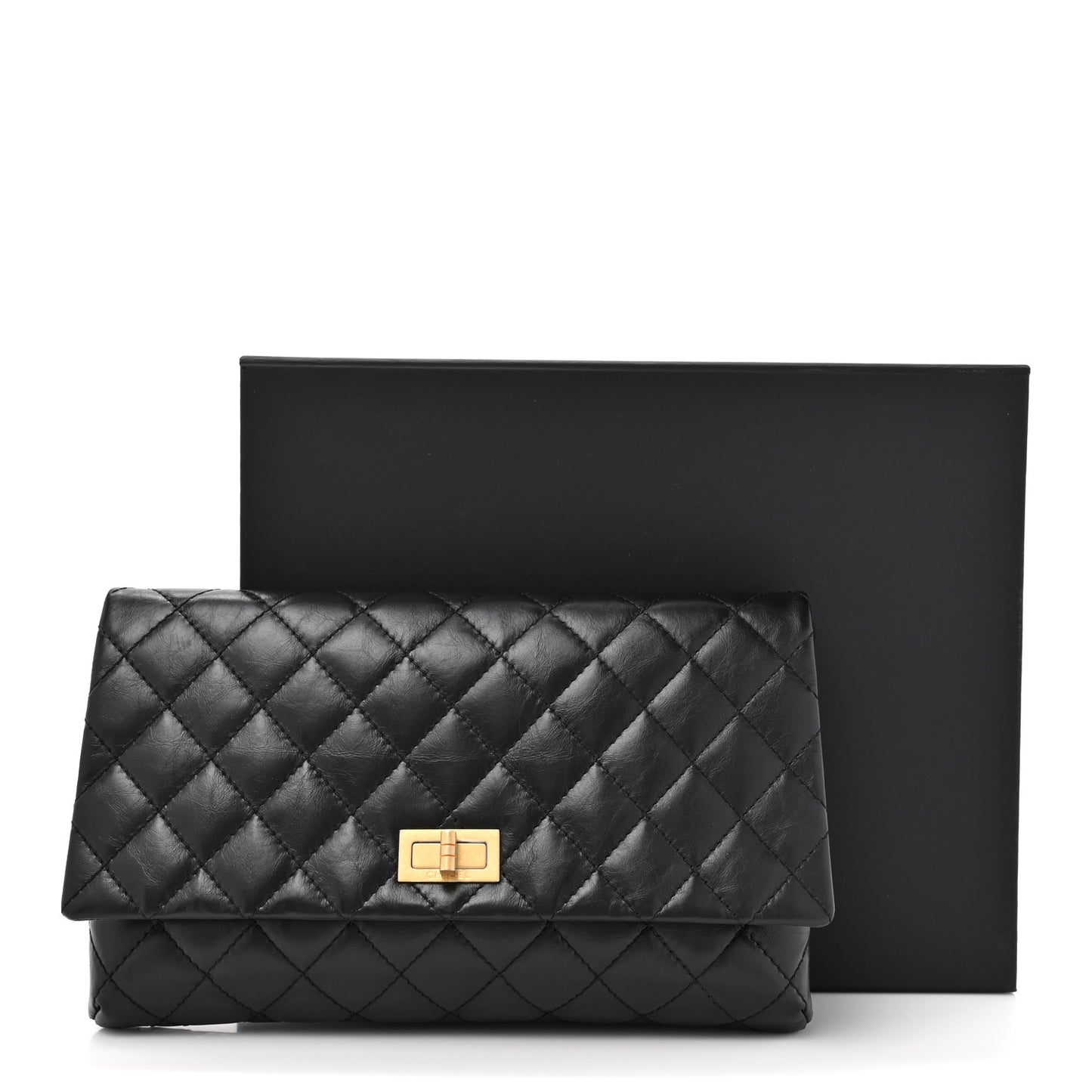 Aged Calfskin Quilted Reissue 2.55 Clutch Black