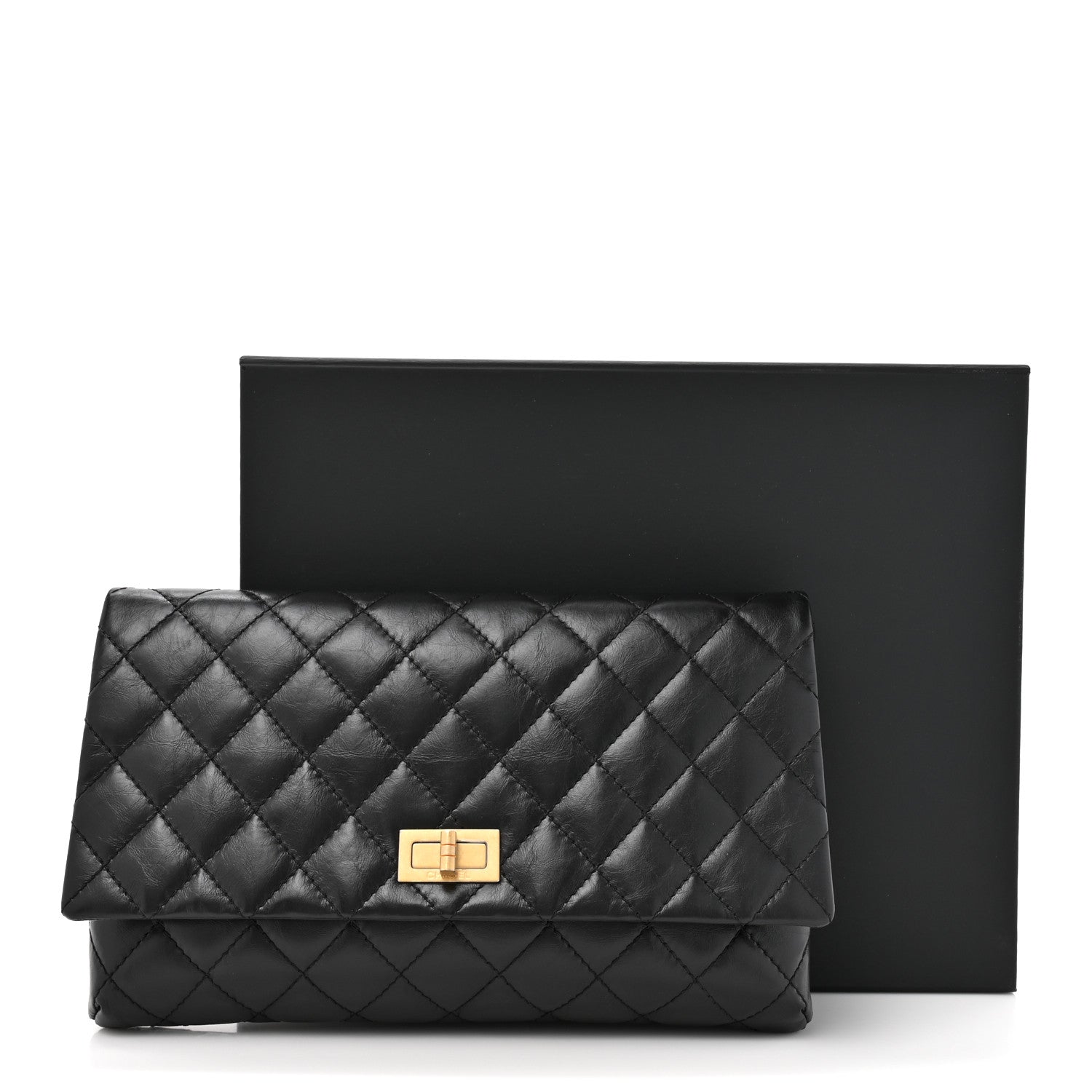 Chanel Aged Calfskin Quilted Reissue 2.55 Clutch Black 8 of 8