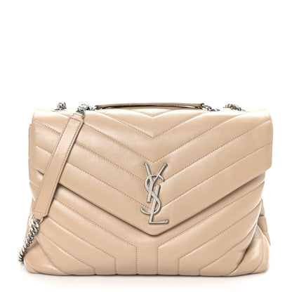 Saint Laurent Calfskin Y Quilted Monogram Medium Loulou Chain Satchel Dark Beige 1 of 11
