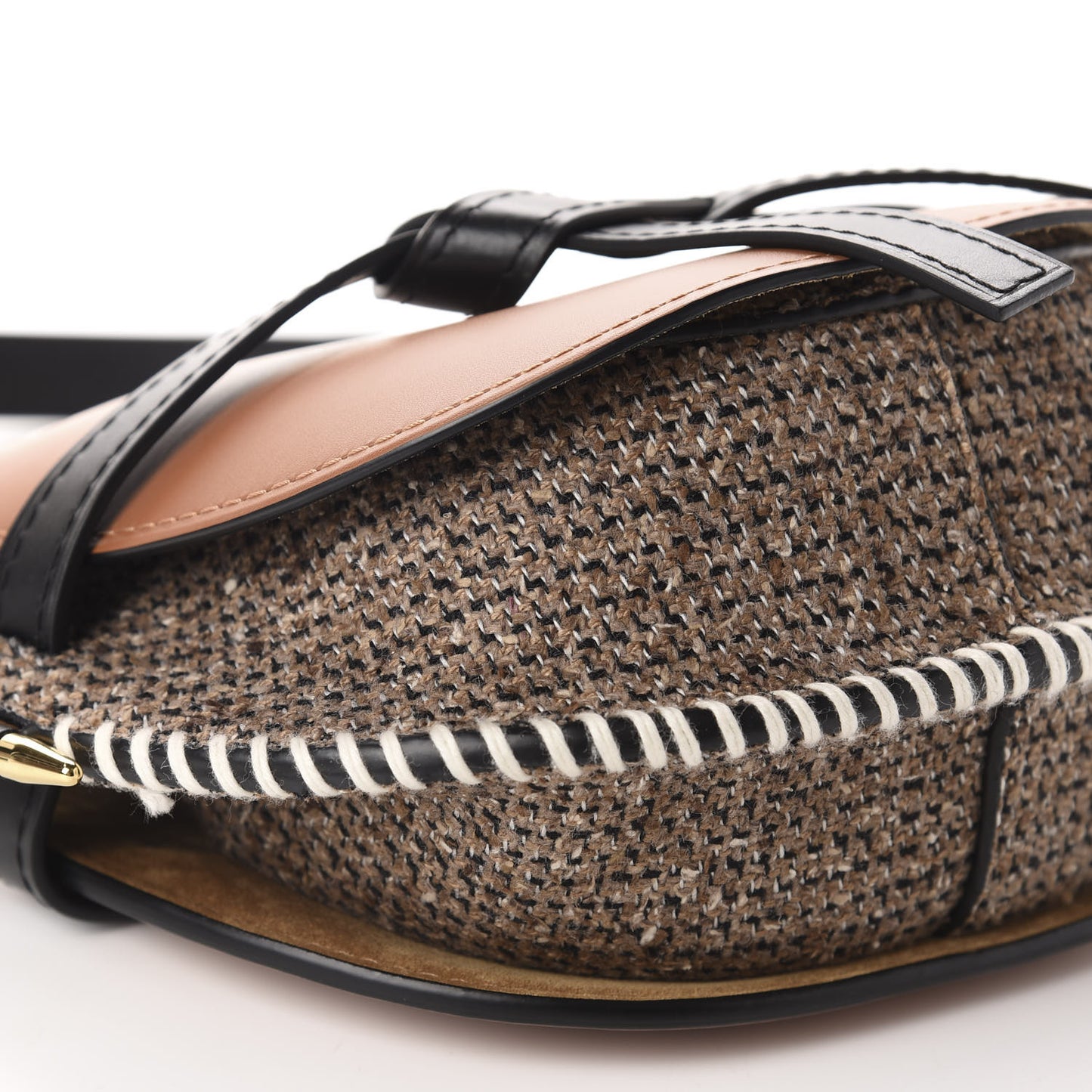 Calfskin Tweed Small Gate Crossbody Bag Tan