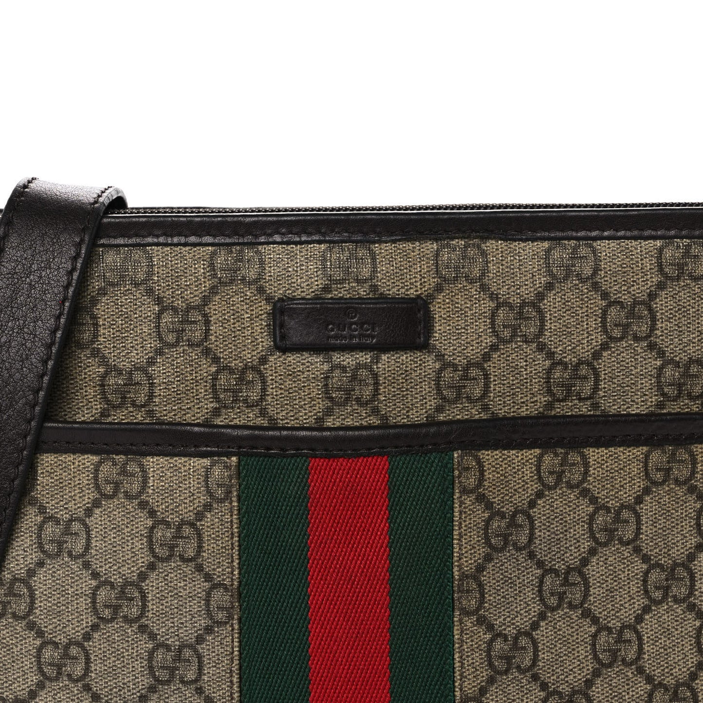 GG Monogram Web Flat Messenger Bag Dark Brown