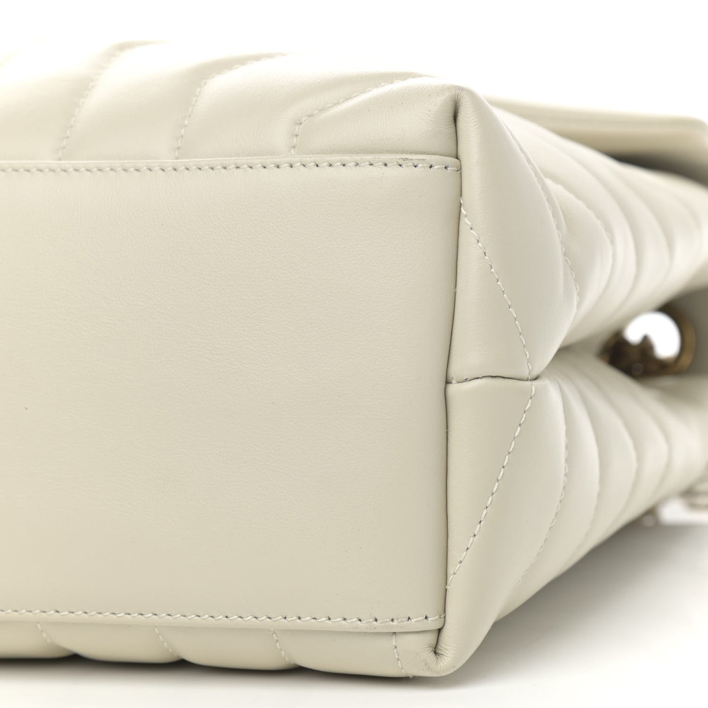 Calfskin Y Quilted Monogram Medium Loulou Chain Satchel Crema Soft
