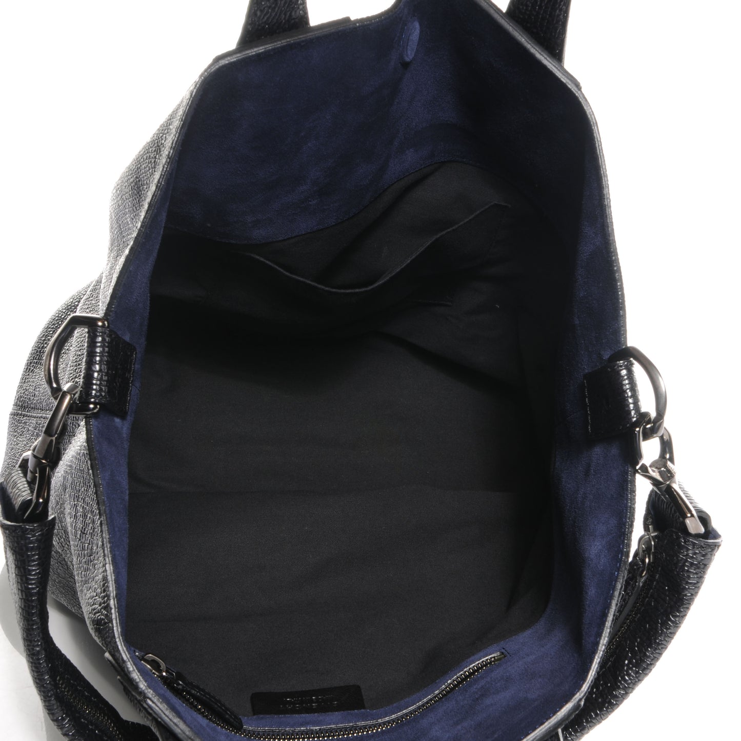 Glazed Pebbled Calfskin North South Nightingale Black