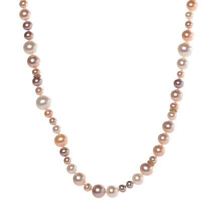 David Yurman Sterling Silver 14K Yellow Gold 5-8.5mm Pink Pearl Necklace 1 of 5