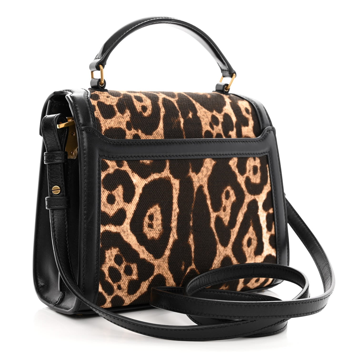 Saint Laurent Canvas Leopard Print Mini Classic Monogram Cassandra Top Handle Black 3 of 11
