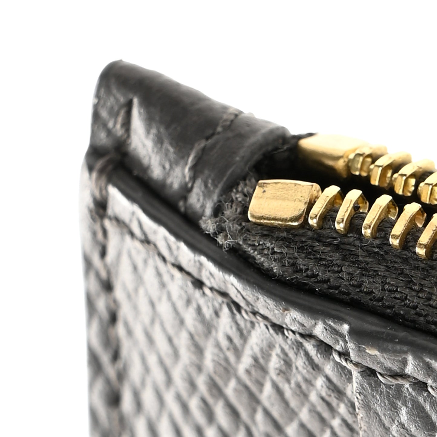 Grained Calfskin Zipped Card Holder Grey