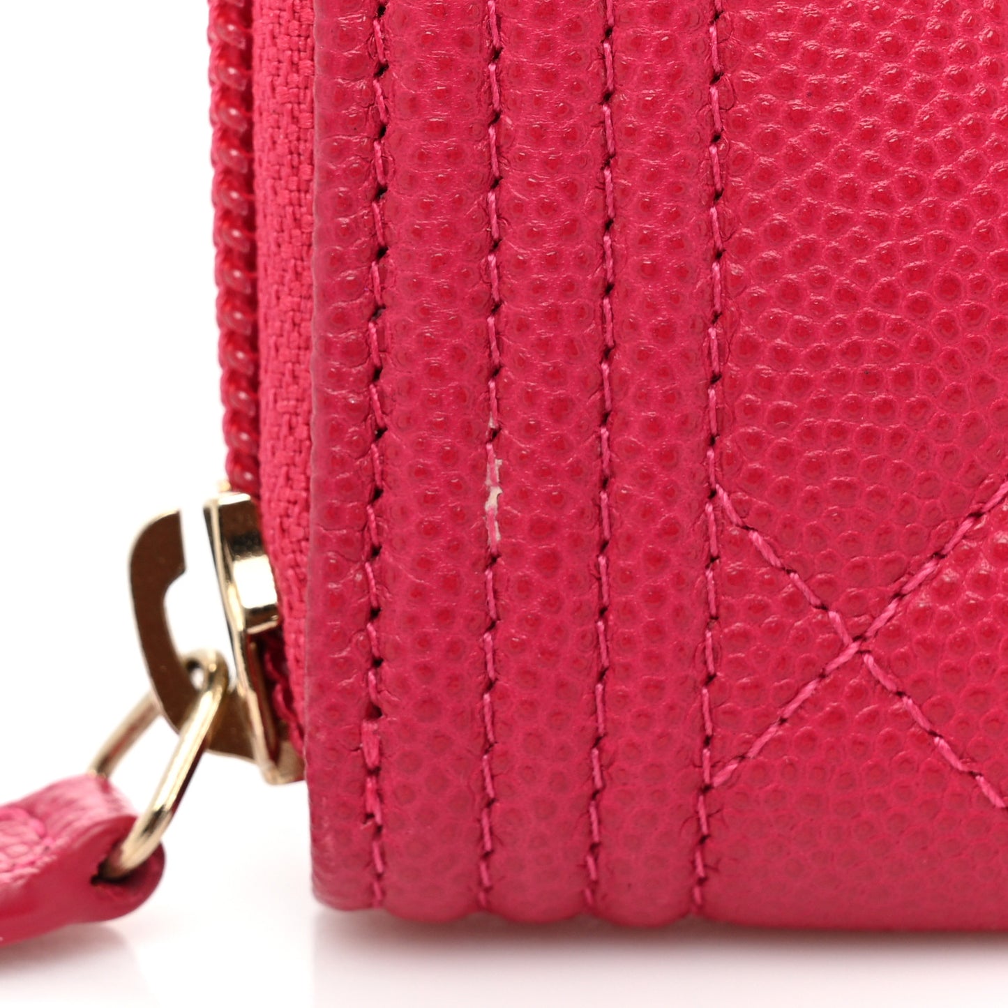 Caviar Quilted Small Boy Zip Around Wallet Fuchsia