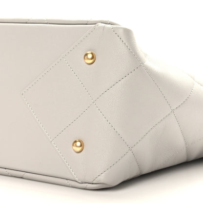 Chanel Calfskin Quilted Book Pocket Shopping Tote Grey 9 of 9